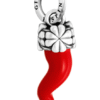 charm corno rosso quadrifogli piccolo