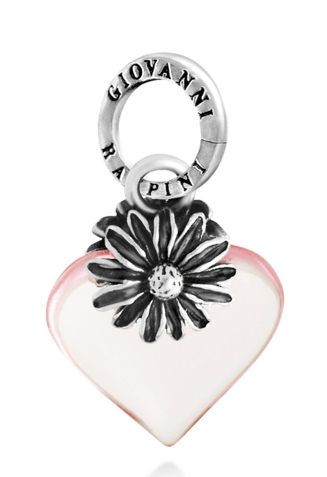 charm cuore margherita rosa