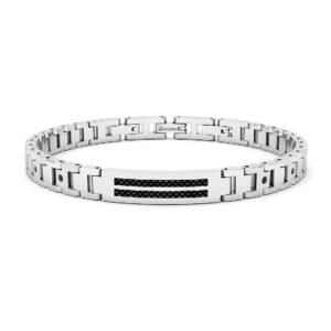 Bracciale Zancan in acciaio con placca centrale in carbonio Ref. EHB278