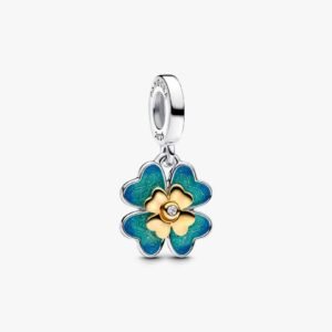 Charm Pendente Quadrifoglio Girevole - con diamante creato in laboratorio