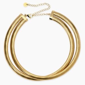 Girocollo dorato con doppia catena tubogas