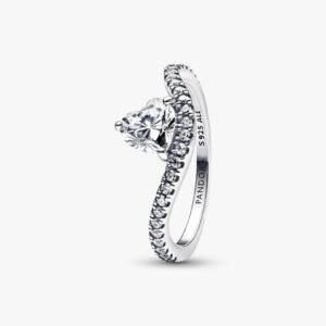 Anello Onda con Cuore Luminoso e Pavè