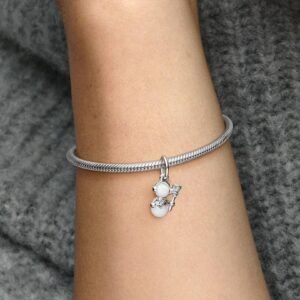 Charm Pendente Pupazzo di Neve Opale