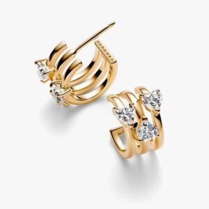 Orecchini Cerchi Aperti con Tre Cuori