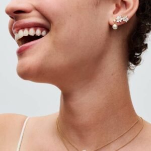 Orecchini Pendenti con Perle d’Acqua Dolce Coltivate e Punti Luce