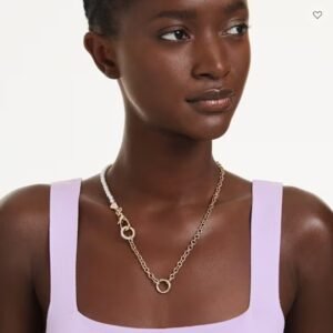 Collana Idyllia Crystal Pearl, Bianca, Placcato color oro