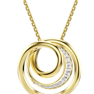 Collana Hyperbola Taglio Round, Bianca, Placcato color oro