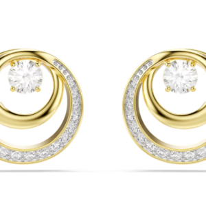 Orecchini a lobo Hyperbola Taglio Round, Bianchi, Placcato color oro
