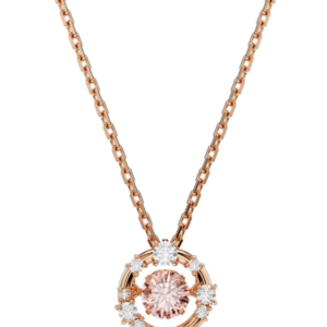 Pendente Constella Taglio Round, Dancing stone, Rosa, Placcato color oro rosa