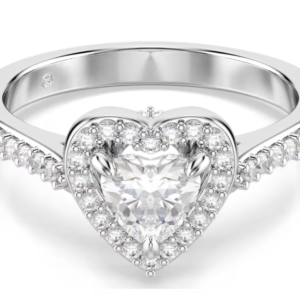 Anello con motivo Una Angelic Taglio misto, Cuore, Bianco, Placcato rodio mis 58