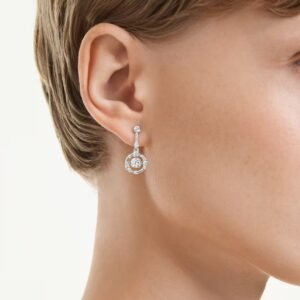 Orecchini pendenti Constella Taglio Round, Dancing stone, Bianchi, Placcato rodi