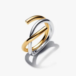 Anello Fascia Intrecciata Aperta Bicolore