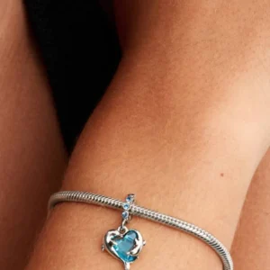 Charm Pendente Delfini e Cuore Vetro di Murano