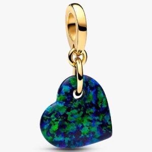 Charm Pendente Cuore Opale Verde e Blu