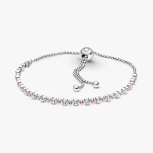 Bracciale Tennis Rosa con Chiusura Regolabile