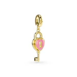 Pendente charms Idyllia Chiave rosa placc oro