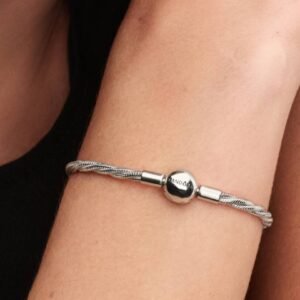 Bracciale Maglia Doppia Intrecciata con Chiusura a Sfera