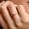 Anello Solitario Cuore Rosso