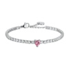 BRACCIALE DONNA IN ACCIAIO CON CRISTALLI BIANCHI E CUORE CRISTALLO ROSA