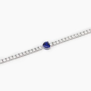 Bracciale tennis con zaffiro sintetico a cuore