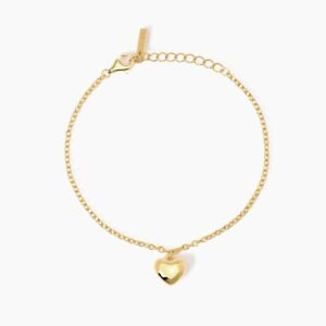 Bracciale placcato oro con ciondolo cuore