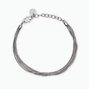 Bracciale multifilo argentato con catene snake