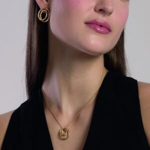 Collana girocollo donna con spirale in acciaio dorato