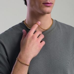 Bracciale uomo in acciaio dorato con catena fancy