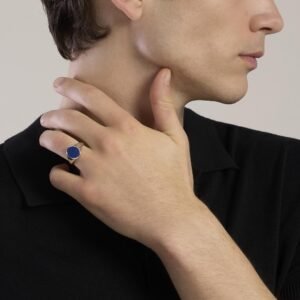 Anello ovale in argento e lapis