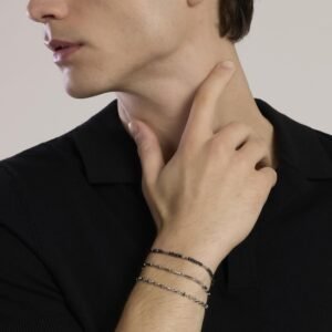 Bracciale regolabile con bambù e sfere di ematite