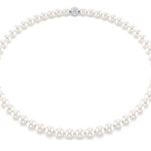 Collana Matrix Crystal Pearl, Bianca, Placcato rodio