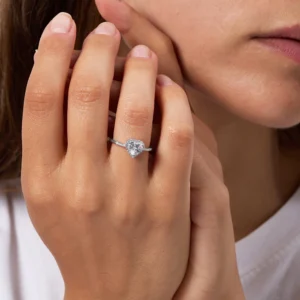 Anello Adattabile Rodio Cuore dell'Oceano Bianco