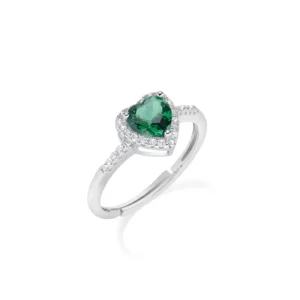 Anello Adattabile Rodio Cuore dell'Oceano Verde
