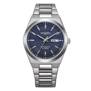 Orologio automatico Vagary IX3-611-71 blu rigato bracciale acciaio