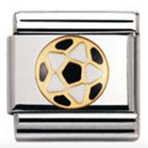 Link Composable acciaio oro e smalto. Pallone da calcio