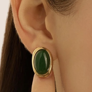 Orecchini Lobo Radiance Acciaio Dorato Avventurina