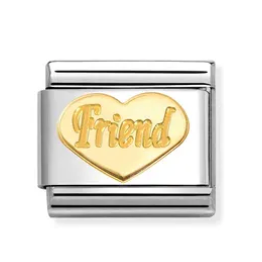 Link composable classic Cuore Oro con Scritta Friend