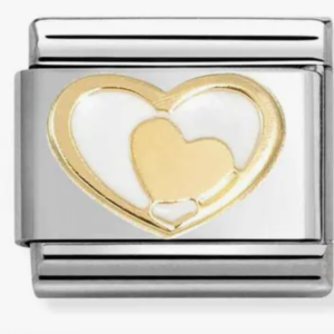 Link Composable Classic Cuore Bianco con cuore oro