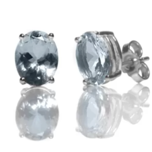 Orecchini Solitario in oro bianco con acquamarina 2.00