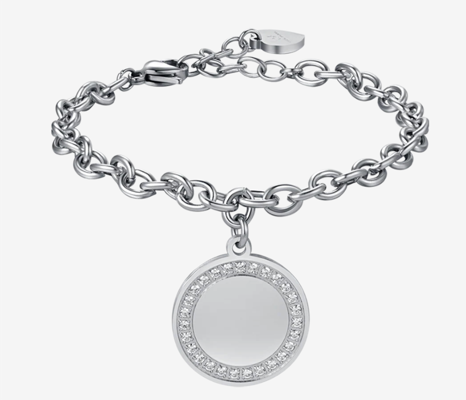 BRACCIALE DONNA IN ACCIAIO CON CRISTALLI BIANCHI