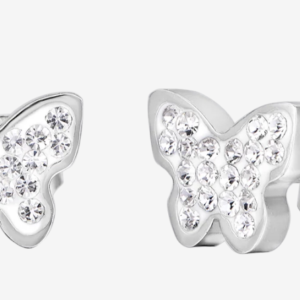 ORECCHINI DONNA IN ACCIAIO CON FARFALLA E CRISTALLI