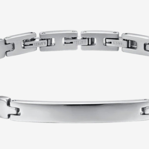 BRACCIALE UOMO IN ACCIAIO CON PIASTRA E CROCI SILVER