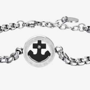 BRACCIALE UOMO IN ACCIAIO ANCORA IP NERO