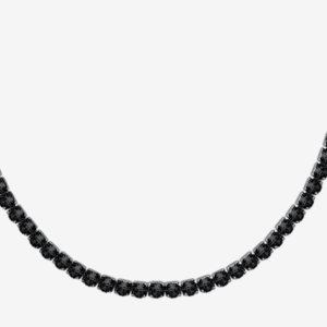 COLLANA TENNIS UOMO IN ACCIAIO CON CRISTALLI NERI