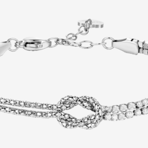 BRACCIALE DONNA IN ACCIAIO CON NODO E ZIRCONI BIANCHI