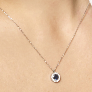 COLLANA DONNA IN ACCIAIO CON ELEMENTO CON ZIRCONI BLU E BIANCHI