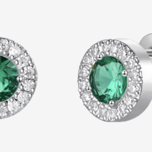 ORECCHINI DONNA IN ACCIAIO CON ELEMENTI CON ZIRCONI VERDI E BIANCHI