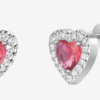 ORECCHINI DONNA IN ACCIAIO CON CUORI CON ZIRCONI ROSSI E BIANCHI