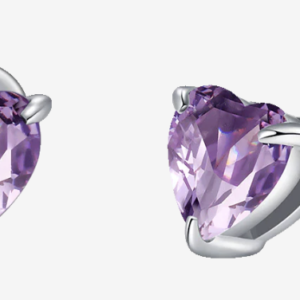 ORECCHINI DONNA IN ACCIAIO CON CUORE CRISTALLO VIOLA