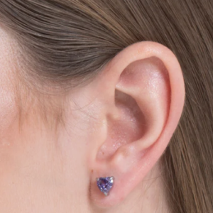 ORECCHINI DONNA IN ACCIAIO CON CUORE CRISTALLO VIOLA